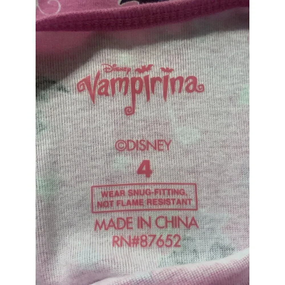 Disney  Vampirina  Girls Snug Fit Pajama Tops Toddler Size 4 Pink 2 Shirts